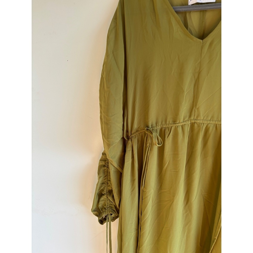 Petal and Pup Olive Green V-Neck Maxi Dress Ruched Sleeve XS - Picture 3 of 6